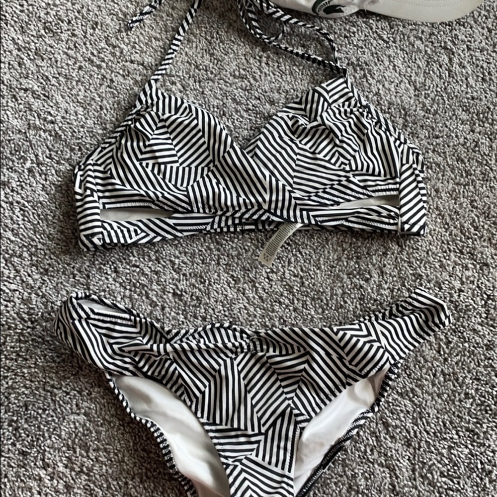 PINK Navy white stripe bikini size M